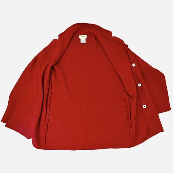 Talbots Red Boiled Wool Jacket Coat Sz Medium Lightweight 4 Button Pockets Scarf - Picture 7 of 16
